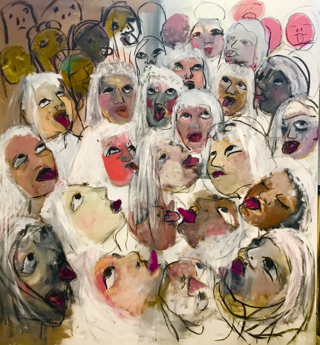 tongues 166cms x 183cms acrylic on canvas